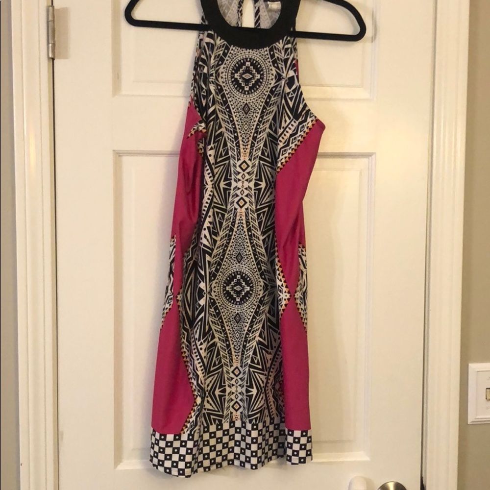 Venus high neck short dress. 36 inches in length